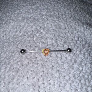 Colorful Heart Barbell Earring